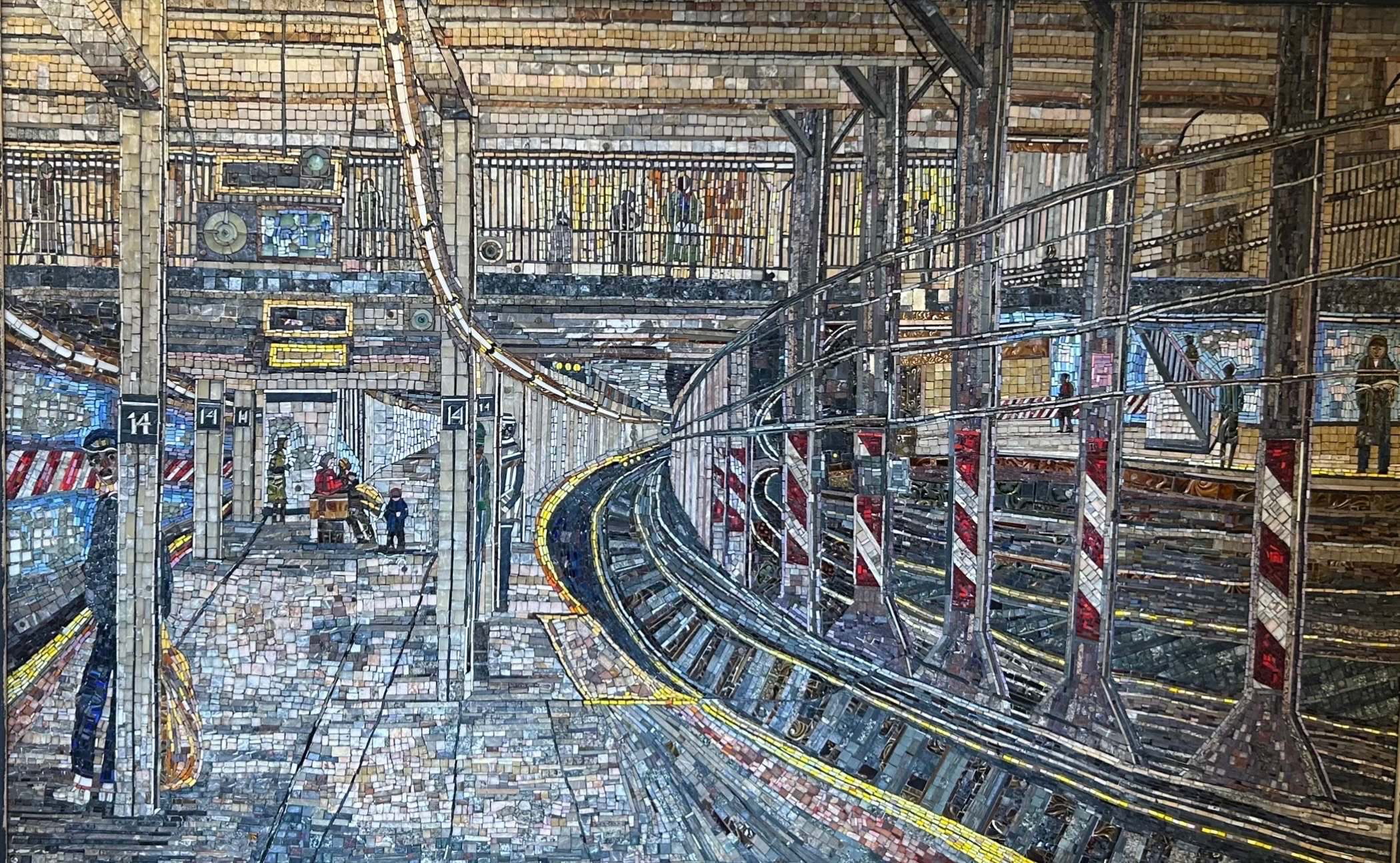 Mosaic depicting a subway station
